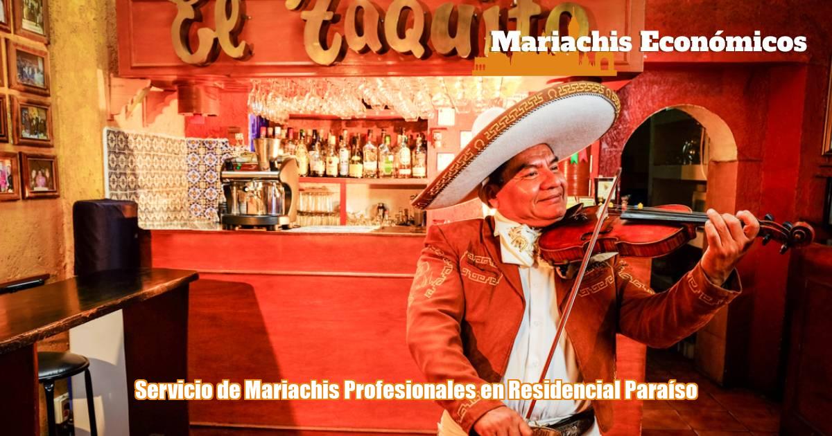 <h2>Experiencia Musical Profesional para Momentos Inolvidables</h2>

    <p>En la Colonia Residencial Paraíso, Coacalco, nuestro servicio de mariachis se distingue por su calidad profesional y excelencia en cada actuación. Perfecto para cualquier tipo de evento, desde serenatas íntimas hasta grandes celebraciones, nuestros músicos experimentados garantizan una experiencia musical auténtica y memorable.</p>

    <h3>Características de Nuestro Servicio:</h3>
    <ul>
        <li><strong>Profesionalismo Garantizado</strong>: Nuestro equipo de mariachis está compuesto por músicos altamente capacitados y con amplia experiencia en el género.</li>
        <li><strong>Repertorio Versátil</strong>: Ofrecemos una amplia gama de canciones, desde los clásicos del mariachi hasta composiciones modernas, para complacer todos los gustos musicales.</li>
        <li><strong>Presentaciones de Alto Nivel</strong>: Nos esforzamos por ofrecer actuaciones que son tanto visualmente atractivas como musicalmente excepcionales.</li>
    </ul>

    <h3>¿Por Qué Elegirnos?</h3>
    <ul>
        <li><strong>Experiencia y Calidad</strong>: Con años de experiencia, nuestro servicio se centra en proporcionar una calidad de actuación que eleva el estándar de tu evento.</li>
        <li><strong>Enfoque en la Satisfacción del Cliente</strong>: Trabajamos de cerca con nuestros clientes para entender sus necesidades y superar sus expectativas en cada evento.</li>
        <li><strong>Flexibilidad y Personalización</strong>: Nos adaptamos a la naturaleza y el estilo de tu celebración, personalizando nuestra actuación para crear la atmósfera perfecta.</li>
    </ul>

    <p>Si buscas un servicio de mariachis en Residencial Paraíso, Coacalco, que ofrezca una experiencia de calidad profesional, estamos aquí para ti. Contáctanos y deja que nuestro talento y profesionalismo hagan de tu evento una ocasión verdaderamente especial y memorable.</p>
